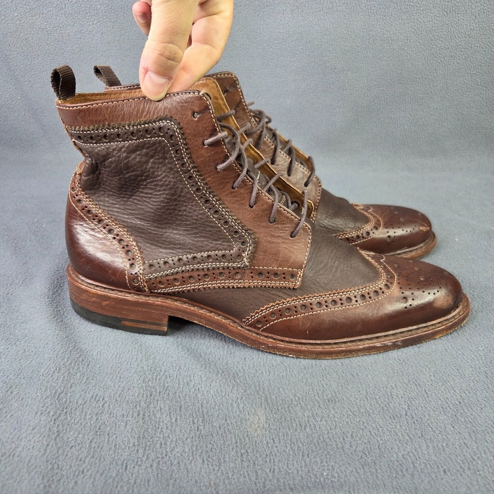 Johnston & Murphy Mens Conard Wingtip Boot 11 Tan Leather Brogue 20-0933 - Picture 4 of 11